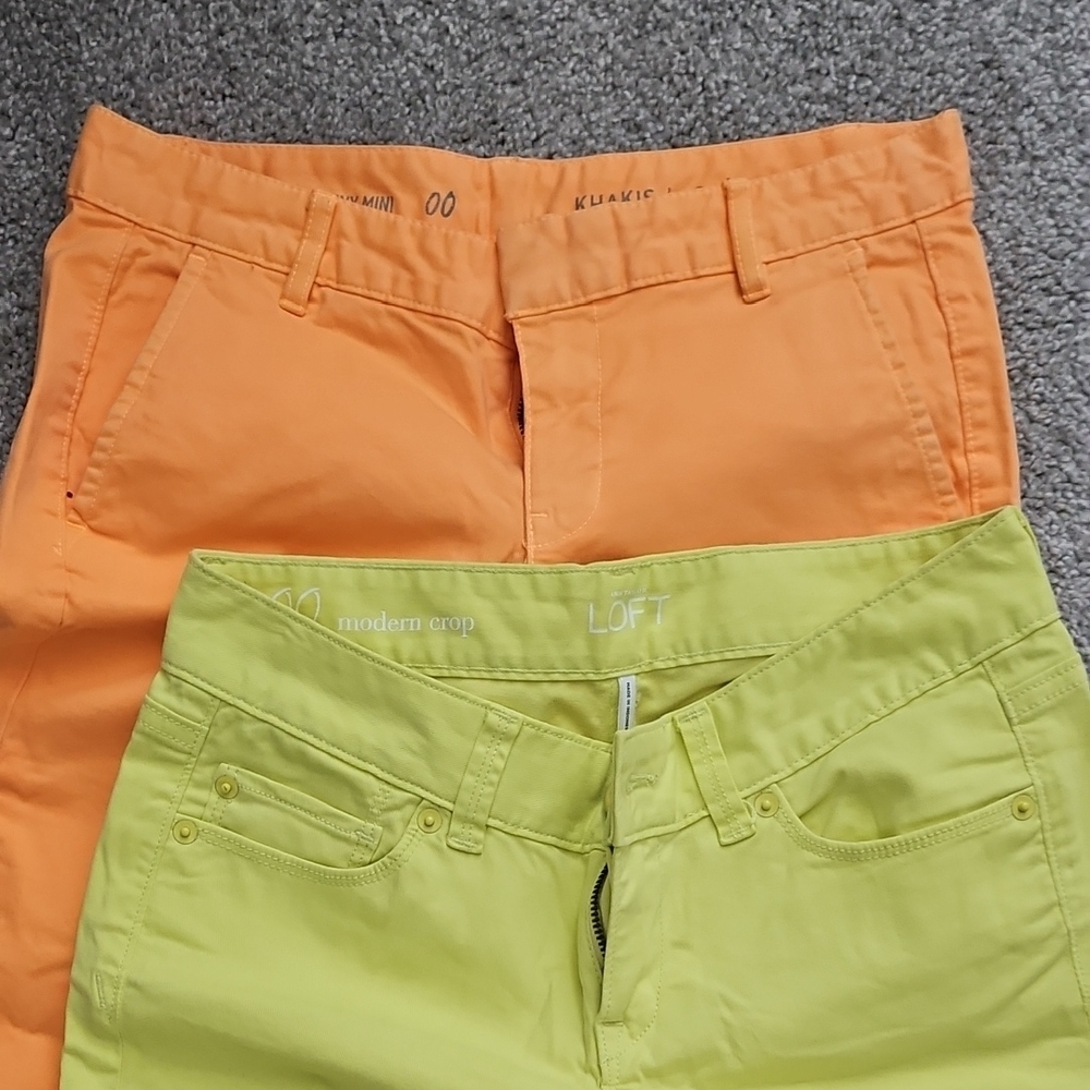 LOFT Vibrant Crop Pants in Orange and Yellow